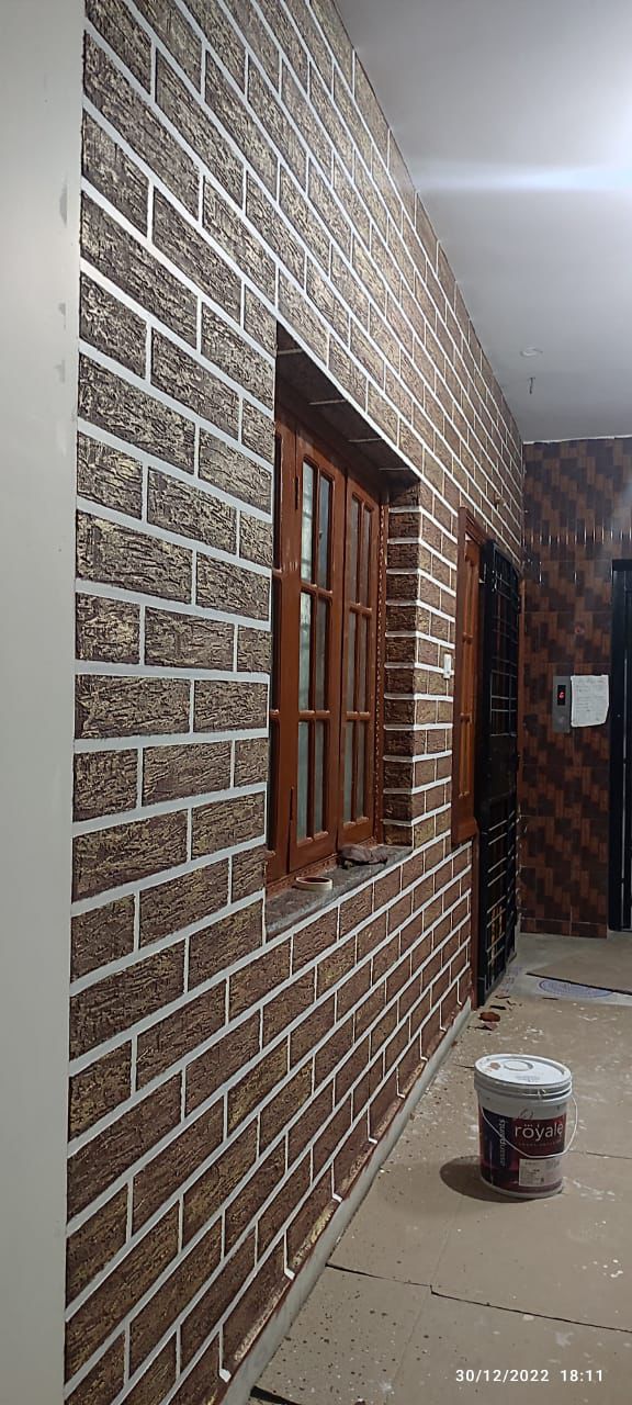 Brick Texture Wall Treatment Work in Progress