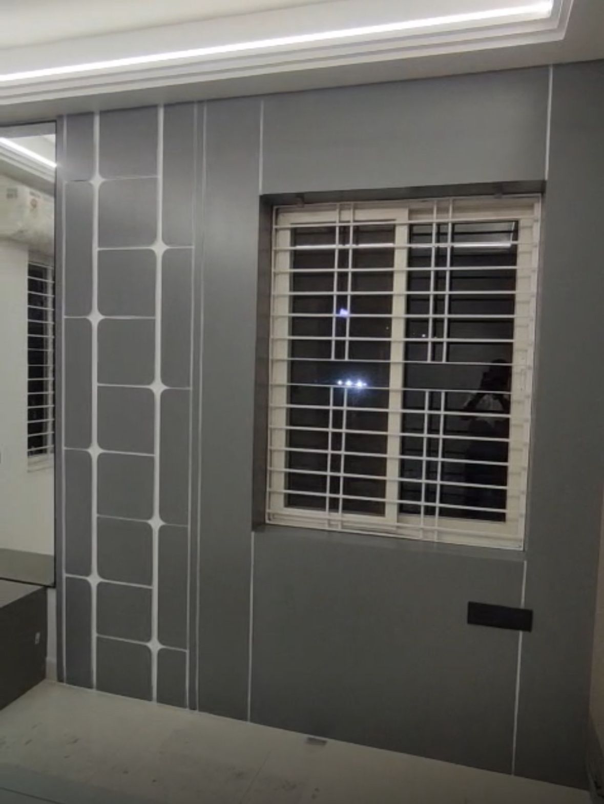 Gray Wall with Geometric Design